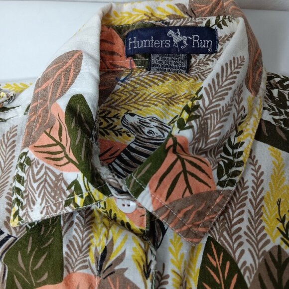 Vintage Hunters Run Woman Small Shirt Zebra Safari Button Up Short Sleeve Nature - Picture 10 of 12